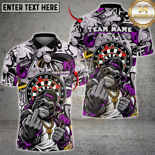 Maxcorners Dart Board Gorilla Mascot Middle Finger Attitude Graphic Multicolor Customized Name, Team Name 3D Shirts