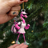 Maxcorners The Pink Flamingo Female Golfer Acrylic Ornaments, Golf Christmas Gifts, Funny Golf Presents LM1611