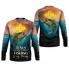 Maxcorners Jesus Is My Savior Fishing Is My Therapy SPF Shirts, Jesus Fishing Shirt, Fishing Shirts For Men