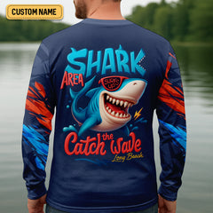 Maxcorners Shark Fishing Shirt, Shark Area Surf's Up The Catch Wave, SPF Shirt For Men, Gift For Fisherman