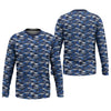 Maxcorners Blue Fish Pattern Performance Fishing Shirts, SPF Shirt For Men, Hooded Fishing Shirt, Fishing Shirts For Men