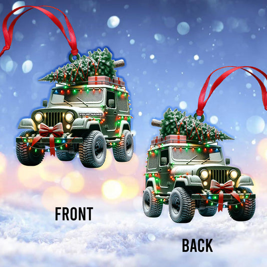 Maxcorners Custom Name Jeep Ornament, Christmas Gift for Jeep Lover15 2D Flat LM2111