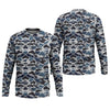 Maxcorners Blue Camo Performance Fishing Shirts, SPF Shirt For Men, Hooded Fishing Shirt, Fishing Shirts For Men