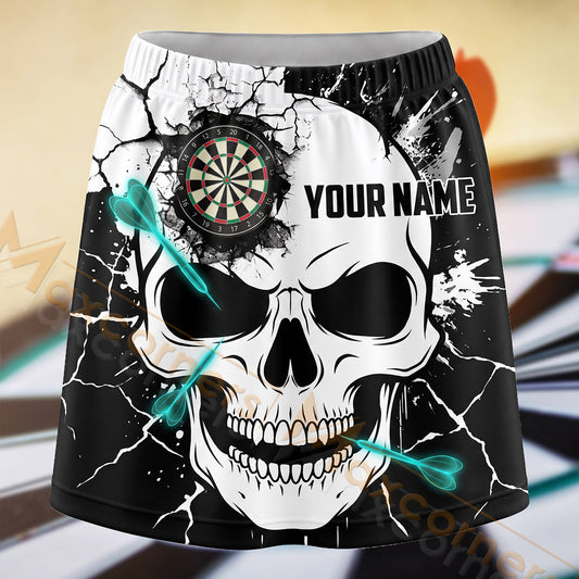 Maxcorners Darts Cracked Skull Dartboard Personalized 3D Skort, Skirts With Shorts