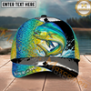 Maxcorners Fishing Green Scale Angler Splash Personalized Name 3D Cap (12 Fish Species)
