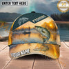 Maxcorners Fishing Sunset Lake Angler Personalized Name 3D Cap (12 Fish Species)