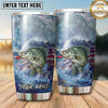 Maxcorners Fishing Tumbler Cloudy Blue Watercolor Design Personalized Name Tumbler (13 Species)