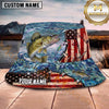 Maxcorners Fishing Red White Blue Patriotic Fishing with Flag and Splash Personalized Name 3D Bucket Hat (13 Fish Species)