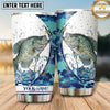 Maxcorners Fishing Tumbler White Blue Abstract Ink Splash Design Personalized Name Tumbler (13 Species)