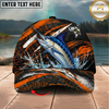 Maxcorners Fishing Orange Lightning Water Splash Personalized 3D Cap (12 Fish Species)