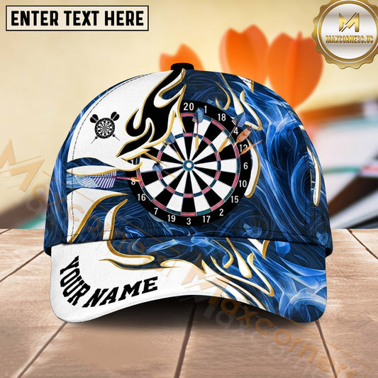 Maxcorners Darts Flame Pattern Dartboard Personalized Name 3D Classic Cap