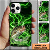 Maxcorners Fishing Electric Green Water Splash Personalized Name Phone Case (12 Fish Species)