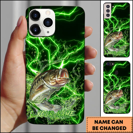 Maxcorners Fishing Electric Green Water Splash Personalized Name Phone Case (12 Fish Species)