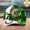 Maxcorners Fishing Green Tribal Swirl Personalized Name 3D Shirt (13 Fish Species)
