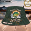 Maxcorners Fishing Sunset Fishing Scene with Bold Angler Personalized Name 3D Bucket Hat (13 Fish Species)