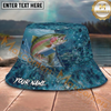 Maxcorners Fishing Aqua Water Scale Personalized Name 3D Bucket Hat (12 Fish Species)