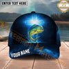 Maxcorners Fishing Midnight Blue Cross Galaxy Splash Personalized Name 3D Cap (12 Fish Species)