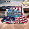 Maxcorners Fishing Red Black Vortex Fishing Design with Bold Splash Personalized Name 3D Bucket Hat (13 Fish Species)