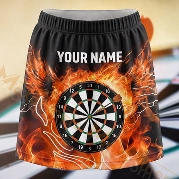 Maxcorners Darts Orange Flame Dartboard Personalized 3D Skort, Skirts With Shorts