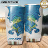Maxcorners Fishing Tumbler White Blue Ornamental Ocean Design Personalized Name Tumbler (13 Species)
