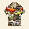 Maxcorners Personalized Muscle Car Hawaiian Shirt, Floral Pattern Custom Photo Car Aloha Shirts (Up to 5 photos)