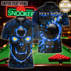 Maxcorners Billiard Apparel Flaming Skull Face Graphic Multicolor Customized Name 3D Shirt