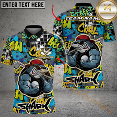 Maxcorners Urban Swing Shark Golf Polo Personalized Name, Team Name 3D Shirt (4 Colors)