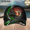 Maxcorners Fishing Skull Angler Green Wave Personalized 3D Cap