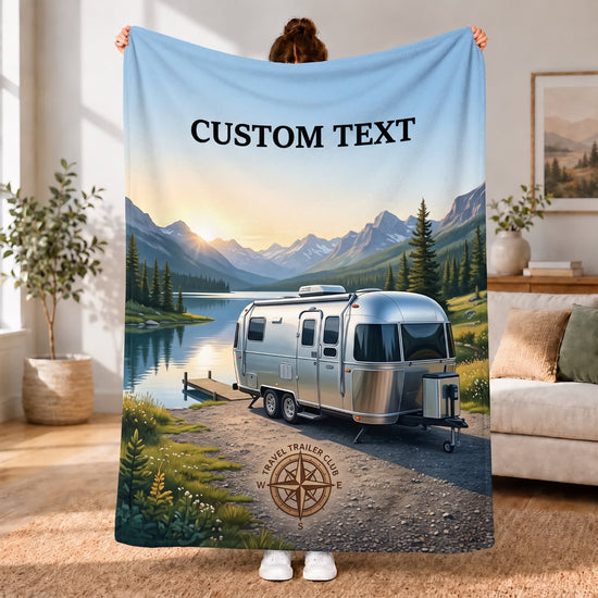 Maxcorners RVs Travel Trailer Mountain Lake Adventure Custom Name 3D Blanket