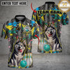 Maxcorners Bowling And Pins Funny Cute Husky Customized Name, Team Name 3D Shirt (4 Colors)