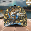Maxcorners Fishing Camo Skeleton Water Splash Personalized Name 3D Cap (12 Fish Species)