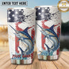 Maxcorners Fishing Tumbler White Patriotic Paint Splatter Design Personalized Name Tumbler (13 Species)