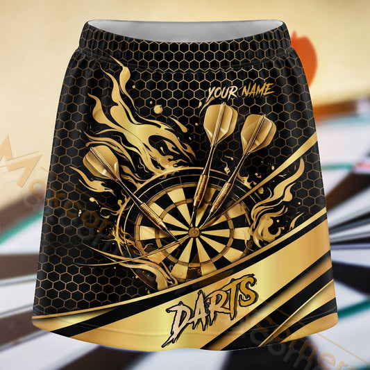 Maxcorners Darts Gold Darts Honeycomb Dartboard Personalized 3D Skort, Skirts With Shorts