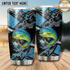 Maxcorners Fishing Tumbler Black Aqua Geometric Grunge Design Personalized Name Tumbler (13 Species)