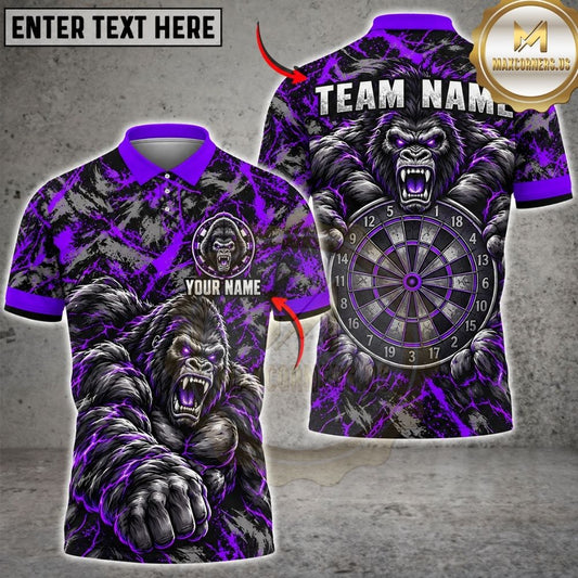 Maxcorners Darts Roaring Gorilla Mascot Fist Target Board Camo Pattern Graphic Multicolor Customized Name, Team Name 3D Shirts