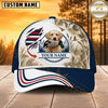 Maxcorners Dog Hunting And Duck Navy Blue White Camo American Flag Wave Personalized Name 3D Cap