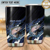 Maxcorners Fishing Tumbler Dark Navy Carbon Fiber Wave Design Personalized Name Tumbler (13 Species)