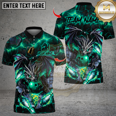 Maxcorners Bowling Thunder Dragon Multicolor Customized Name, Team Name 3D Shirt 5