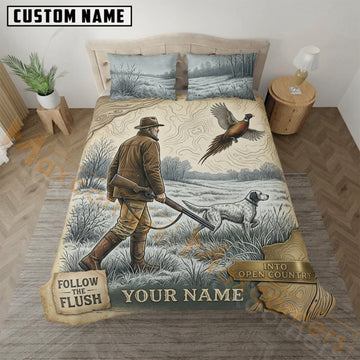 Maxcorners Waterfowl Hunting Snowy Marsh Scene Bedding Set 3D Print Custom Name