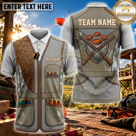 Maxcorners Clay Shooting Minimal Vintage Shooting Vest Personalized Name 3D Unisex Shirt