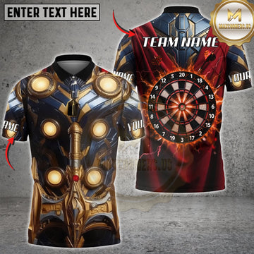 Maxcorners Darts Black Gold Mechanical Armor Classic Dartboard Personalized Name 3D Unisex Shirt
