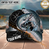 Maxcorners Fishing Olive Compass Scale Water Splash Personalized Name 3D Cap (12 Fish Species)