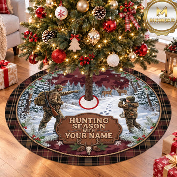 Maxcorners Hunting Hunter Deer Hunting Season Personalized Name 3D Christmas Tree Skirt