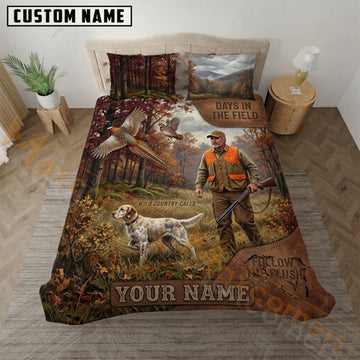 Maxcorners Pheasant Hunting Rustic Cabin Scene Bedding Set 3D Print Custom Name