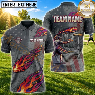Maxcorners Disc Golf Flaming Flying Disc Basket Personalized Name 3D Unisex Shirt