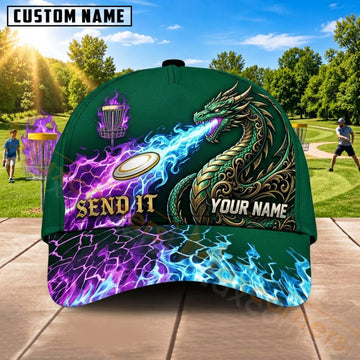Maxcorners Disc Golf Purple Lightning Flying Disc Send It Personalized Name 3D Cap