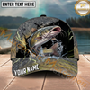 Maxcorners Fishing Gold Scale Lightning Splash Personalized Name 3D Cap (12 Fish Species)