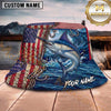 Maxcorners Fishing Patriotic American Flag Fishing Design with Dynamic Water Splash Personalized Name 3D Bucket Hat (13 Fish Species)
