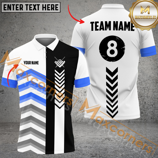 Maxcorners Ball 8 Arrow Billiard Jersey Multicolor Options Personalized Name, Team Name 3D Polo Shirt (4 Colors)