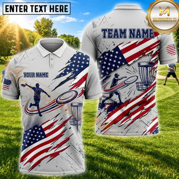 Maxcorners Disc Golf American Flag Player Chain Basket Personalized Name 3D Unisex Shirt